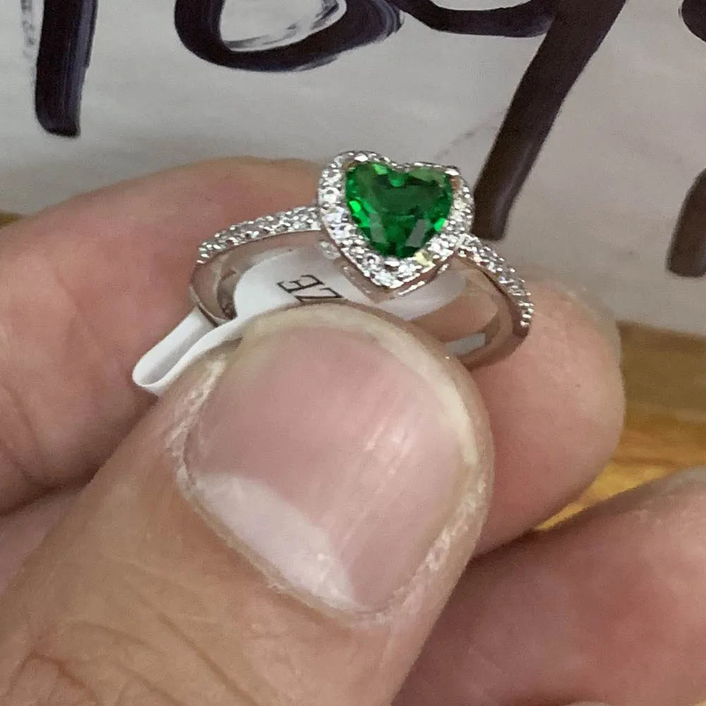 Heart Moissanite Zircon Silver Wedding Ring