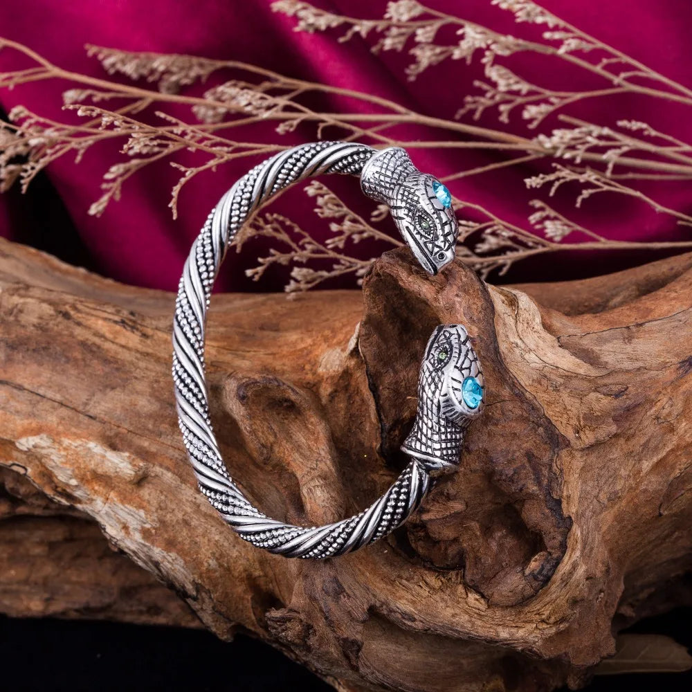 Snake Crystal Egyptian Style Cuff Bangle Bracelet