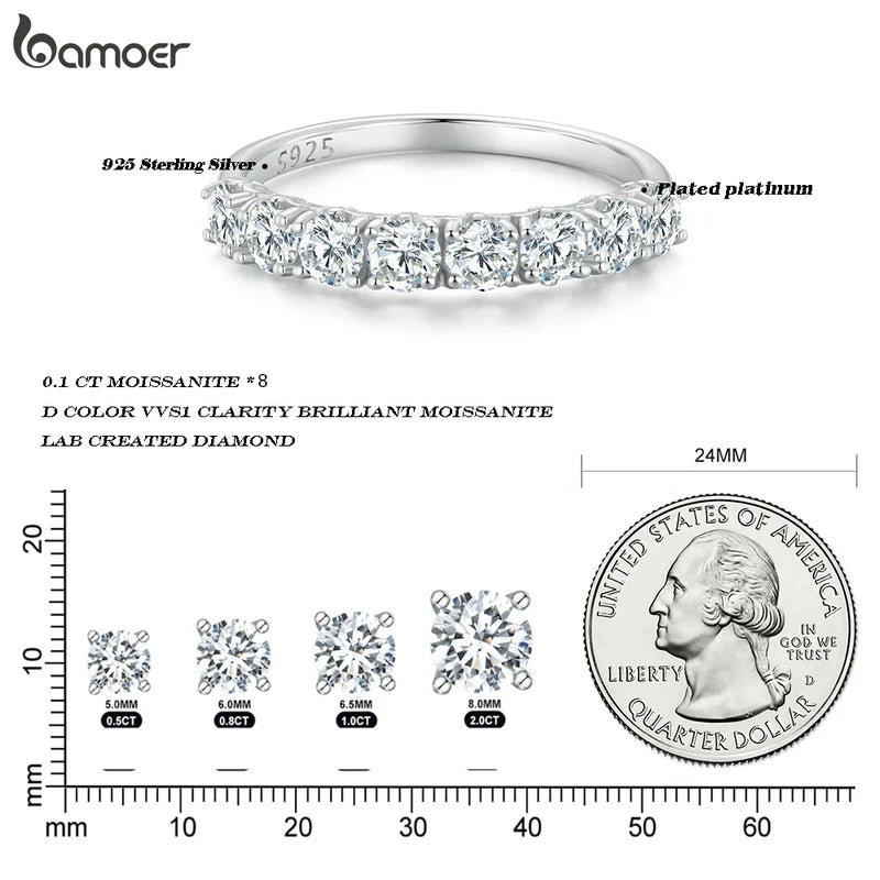0.8CT 925 Sterling Silver Moissanite Ring