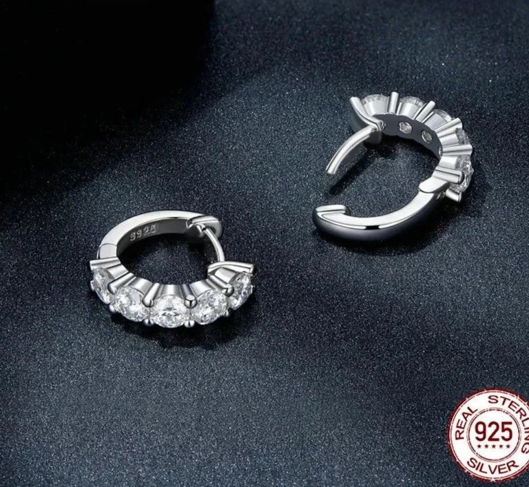 Moissanite Diamond 925 Sterling Silver Hoop Earrings