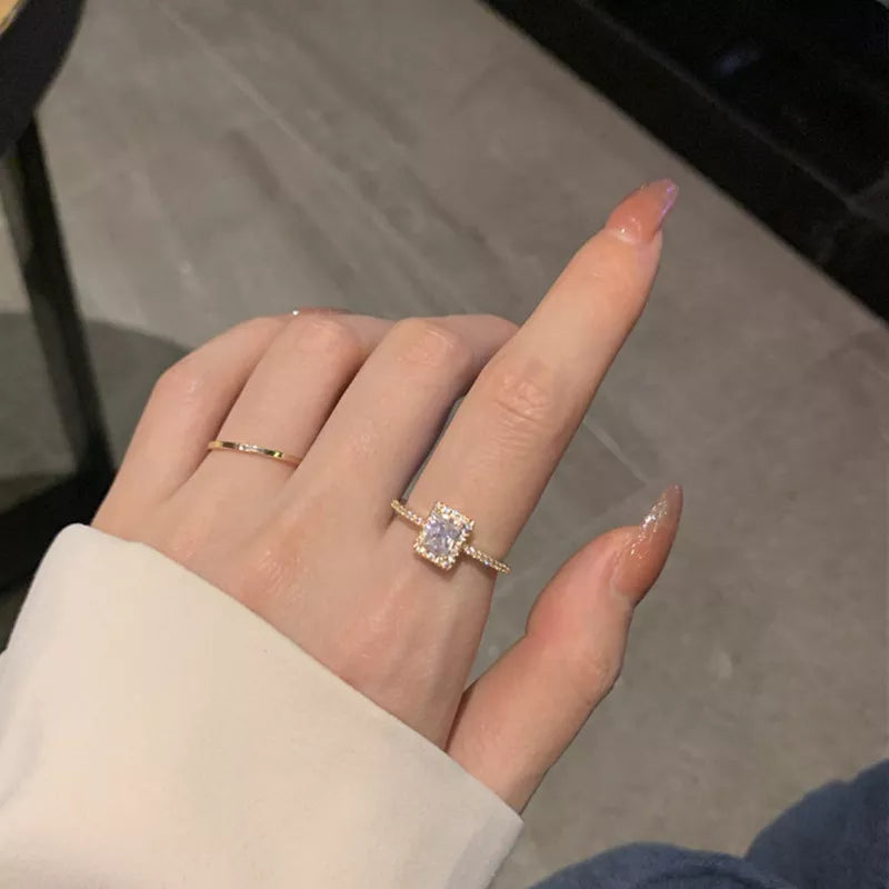 Women's Square Lucky Moissanite Engagement Ring
