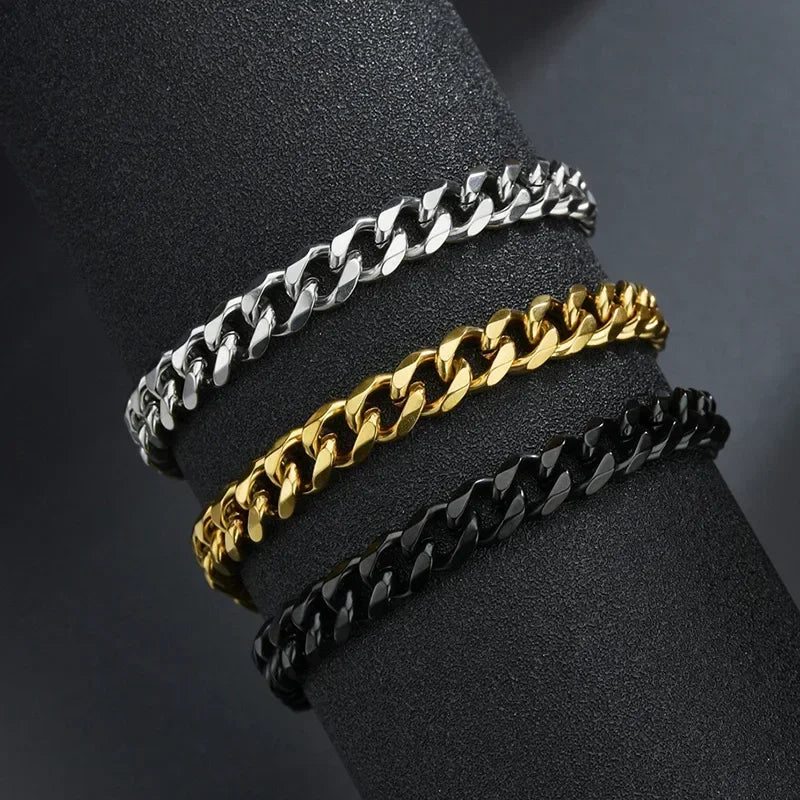 Classic Cuban Link Chain Wristband Bracelet for Men
