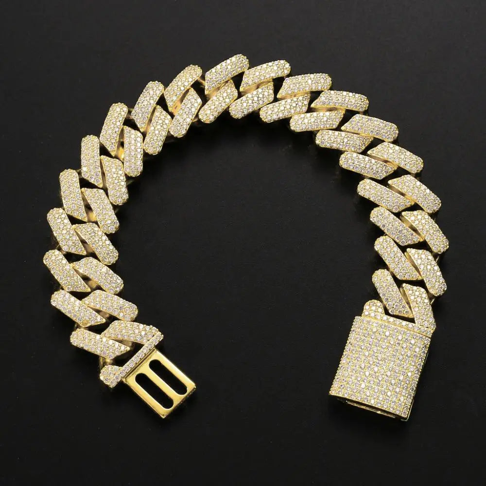 18K Gold Plated Moissanite Hip Hop Bracelet