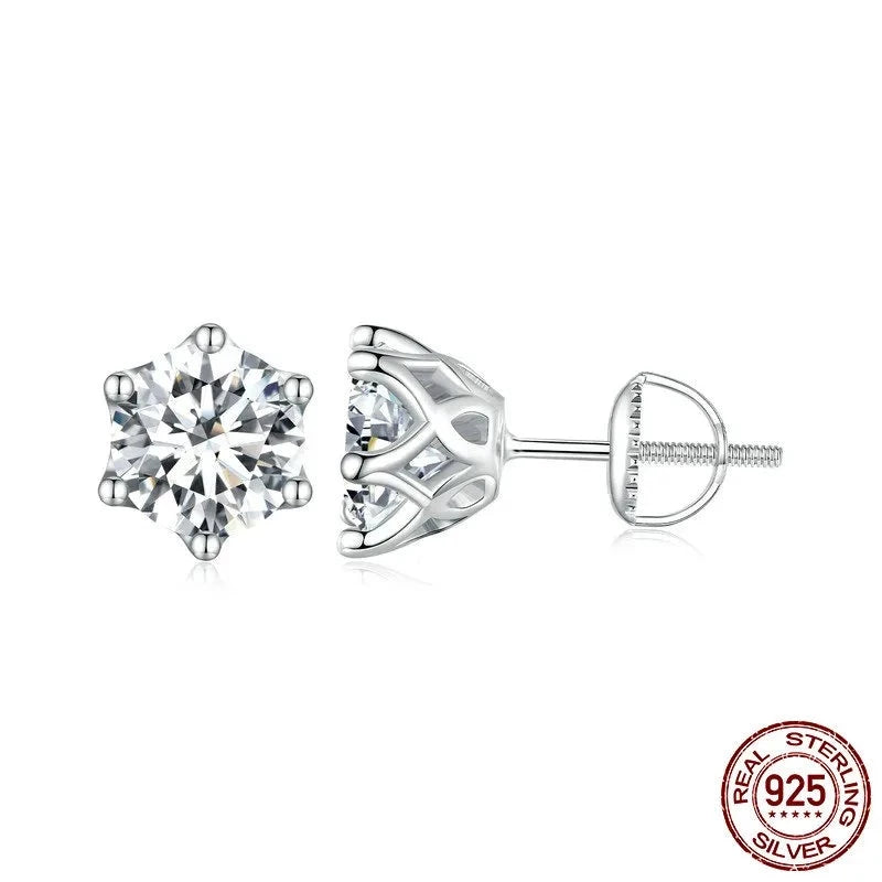 Round Cut Gold Plated Moissanite Earring Studs