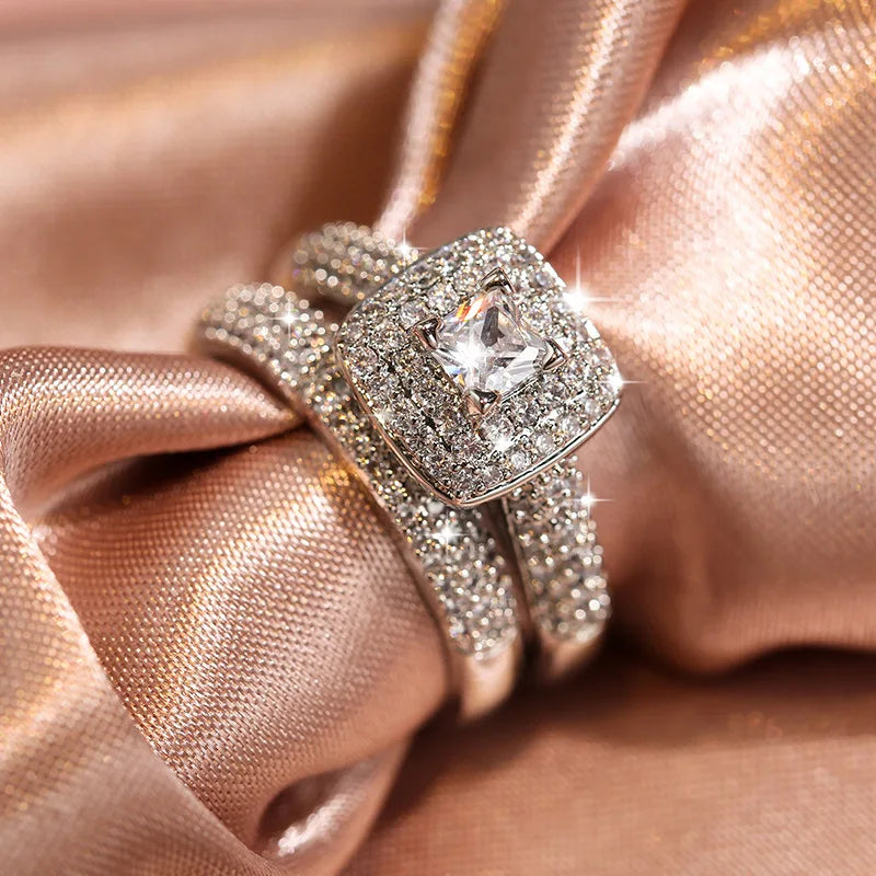 Exquisite Zircon Moissanite 925 Silver Wedding Ring