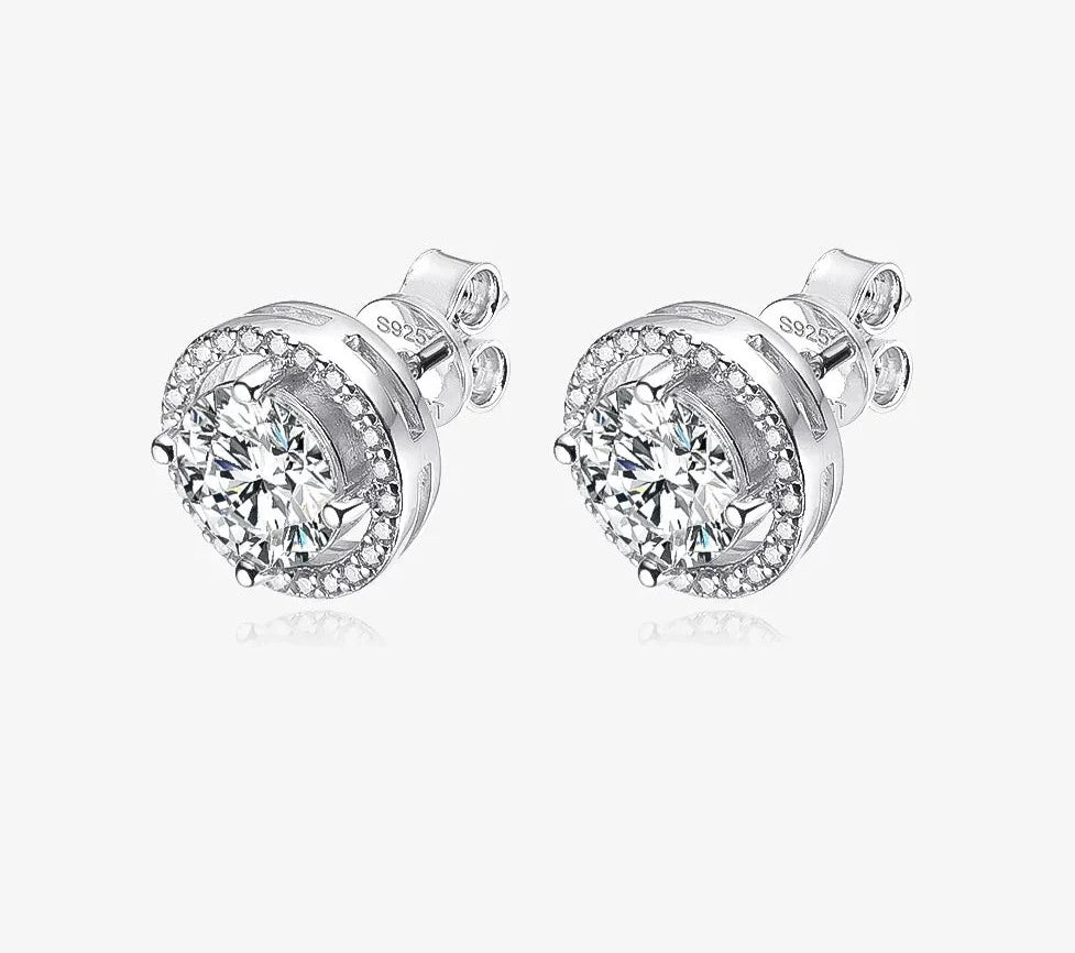 Sparkling Moissanite 925 Sterling Silver Stud Earrings