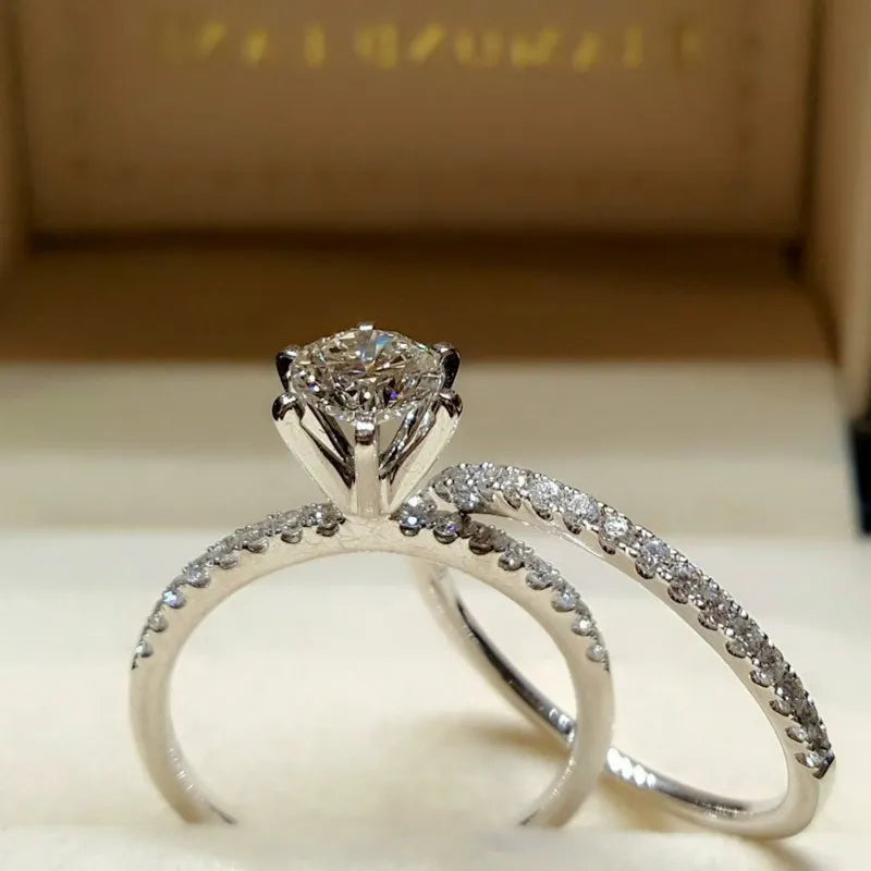 Luxury Moissanite Rings Set for Wedding and Engagement