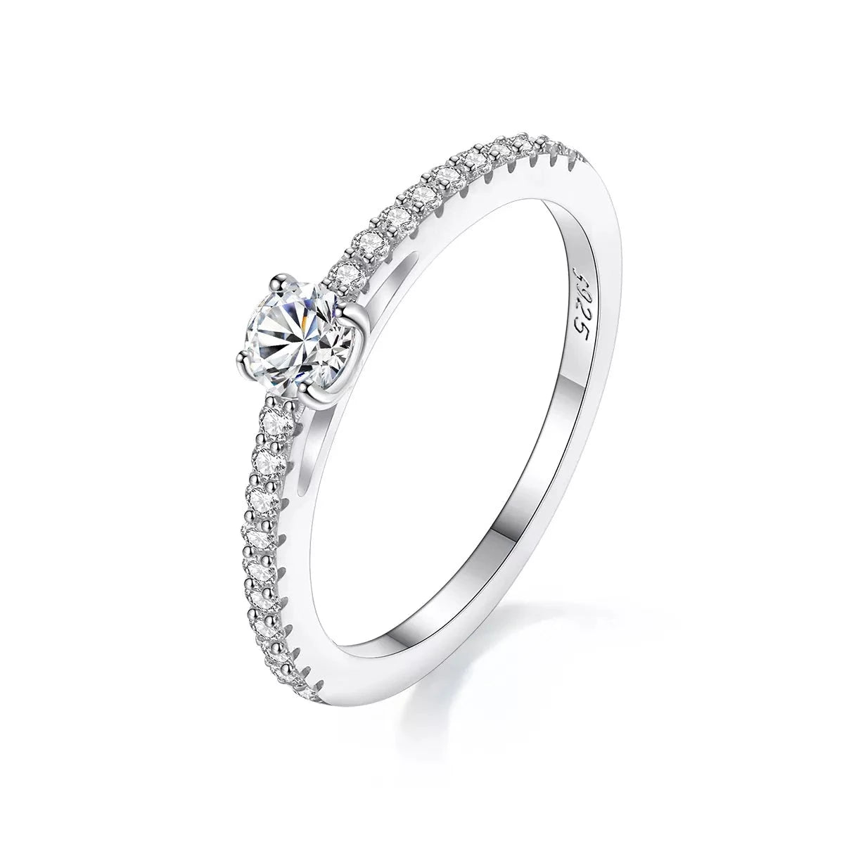 Simple Stylish 925 Sterling Silver Moissanite Ring