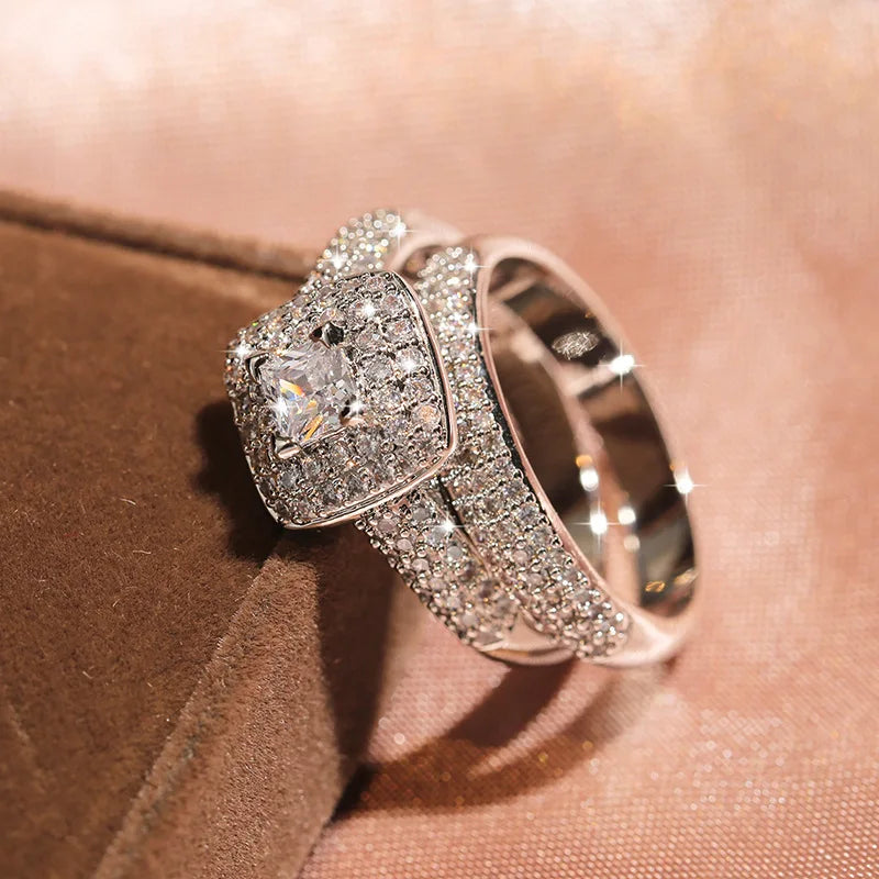 Exquisite Zircon Moissanite 925 Silver Wedding Ring