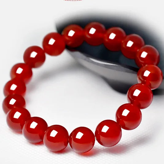 Natural Red Jade Round Beads Bracelet