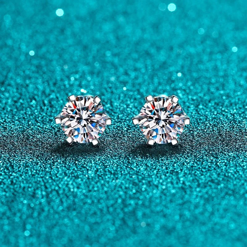 18K White Gold Plated Sterling Silver Ear Studs